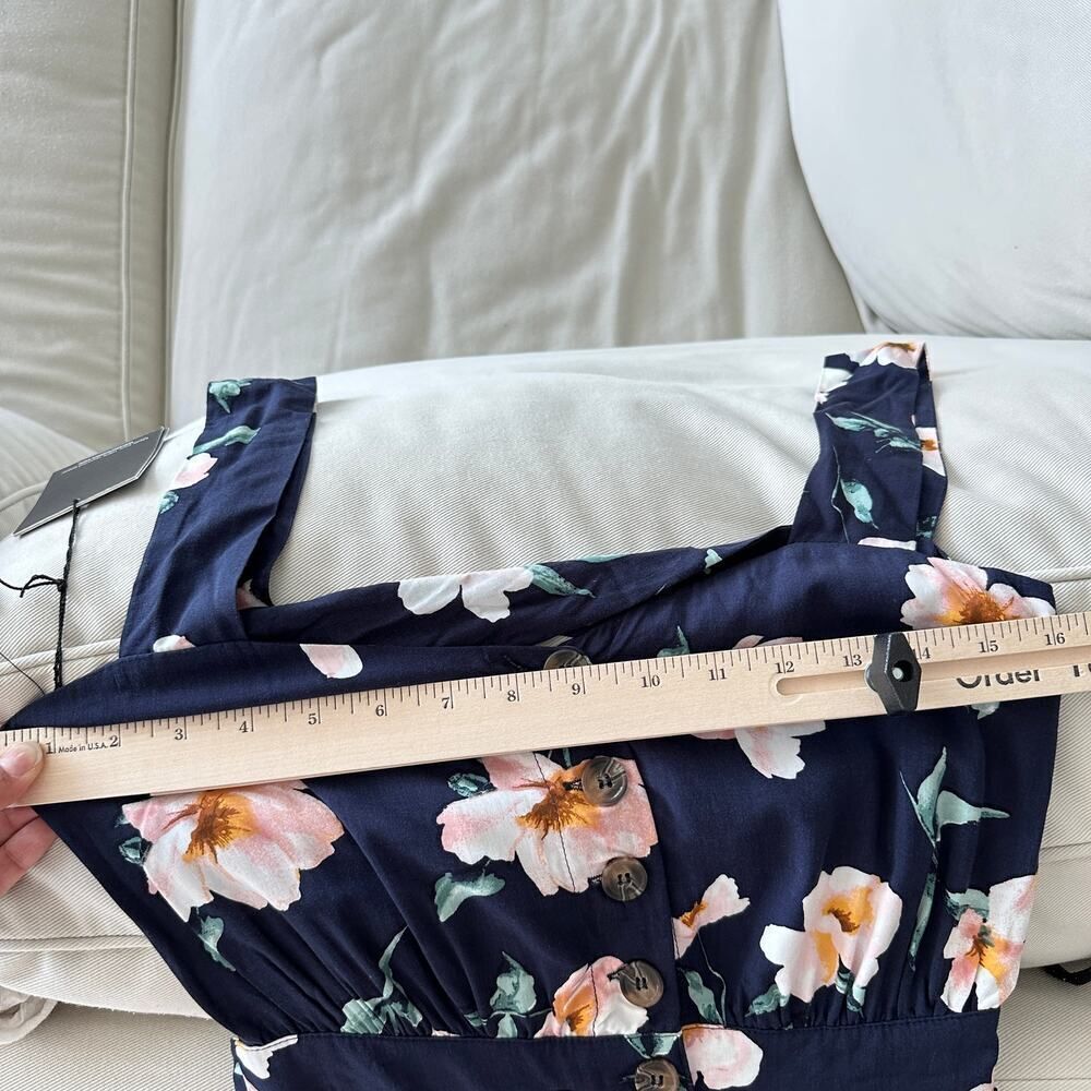 NEW Reformation Dress Floral Lanai Navy Blue Floral Cutout Back Midi Dress XS - Picture 11 of 13